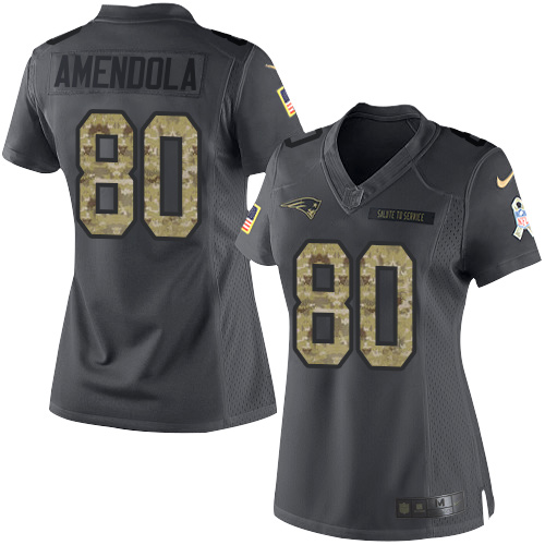Nike Patriots #80 Danny Amendola Black Women's Stitched NFL Limited 2016 Salute to Service Jersey